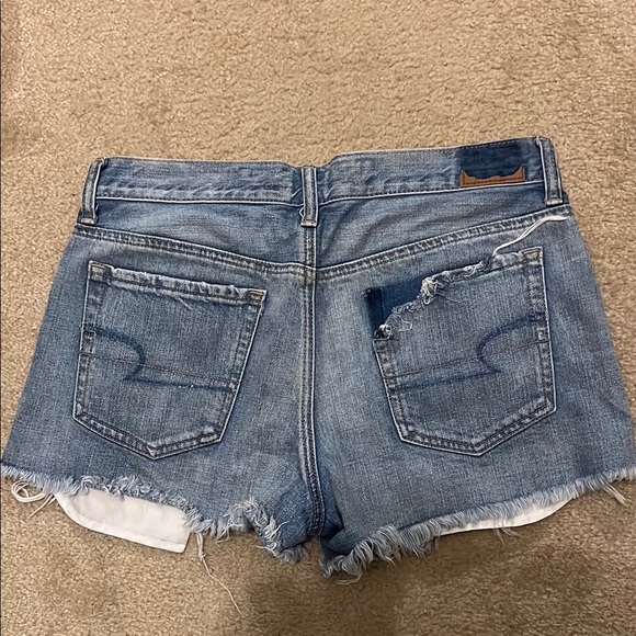 American Eagle Outfitters Blue Distressed Jean Shorts - Picture 2 of 2